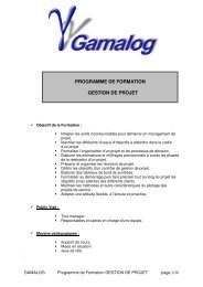 PROGRAMME DE FORMATION GESTION DE PROJET - GamaLog