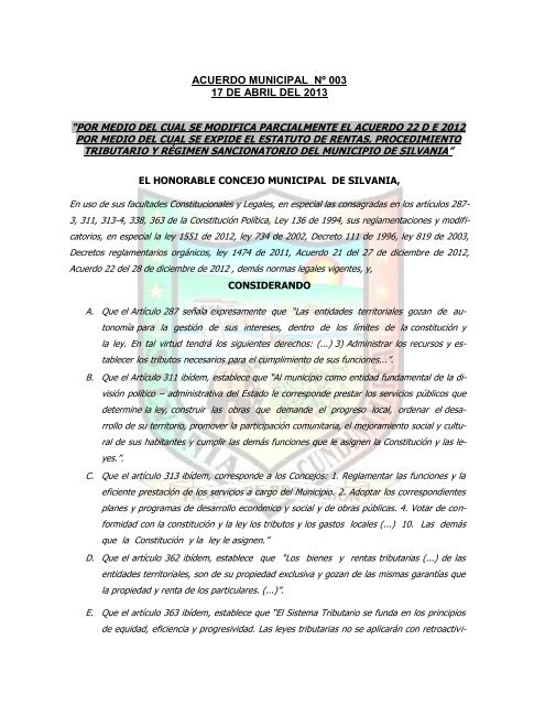 Descargar ACUERDO MUNICIPAL NÂº 003 17 DE ABRIL DEL ...