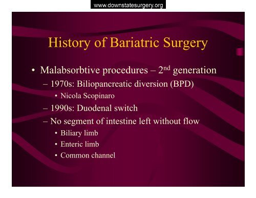 metabolic complications of bariatric surgery - Department of Surgery ...