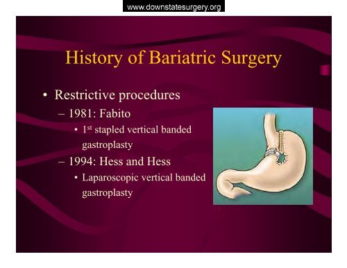 metabolic complications of bariatric surgery - Department of Surgery ...