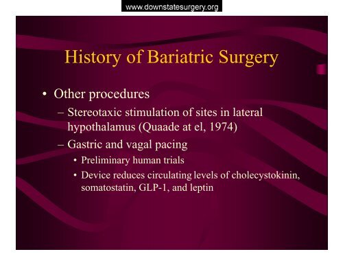 metabolic complications of bariatric surgery - Department of Surgery ...