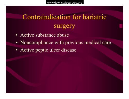 metabolic complications of bariatric surgery - Department of Surgery ...