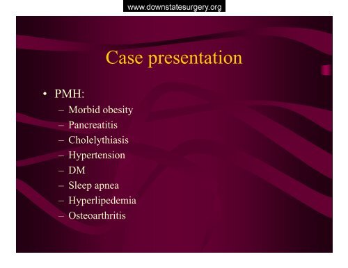 metabolic complications of bariatric surgery - Department of Surgery ...