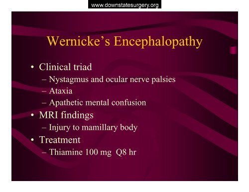 metabolic complications of bariatric surgery - Department of Surgery ...