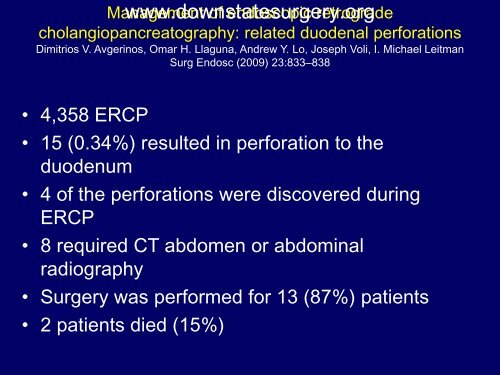 Iatrogenic Duodenal Injuries - Department of Surgery at SUNY ...