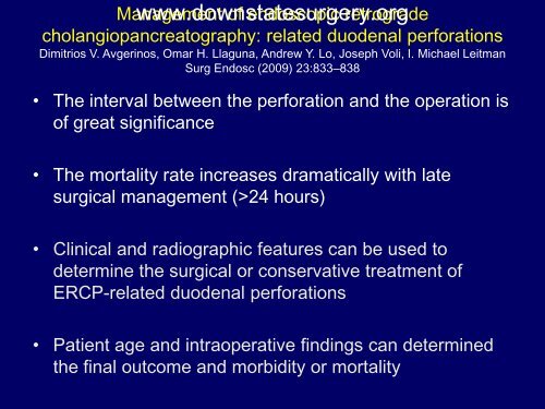 Iatrogenic Duodenal Injuries - Department of Surgery at SUNY ...