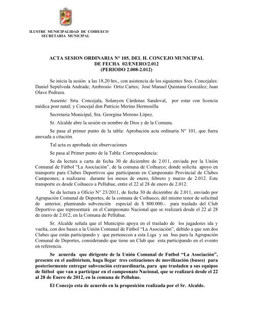 Ilustre Municipalidad De Coihueco I Municipalidad De