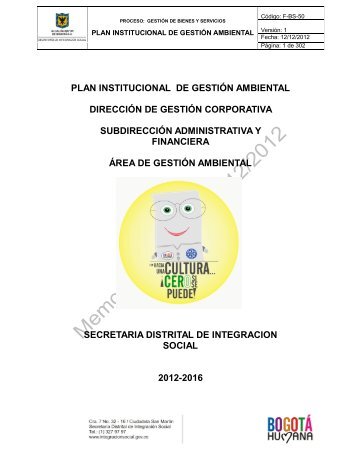 Plan Institucional de GestiÃ³n Ambiental PIGA ... - PÃ¡gina principal