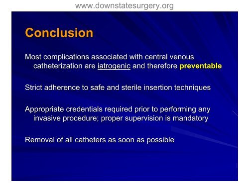 Complications of Central Venous Catheterization - Department of ...