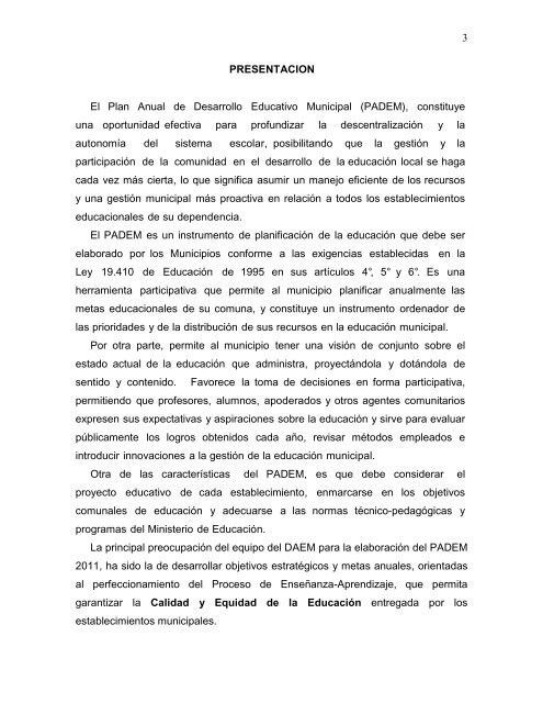 PADEM 2011.pdf - Ley de Transparencia Municipalidad de ...