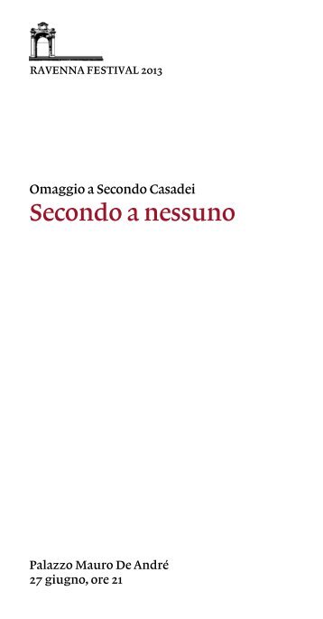 PDF Secondo a nessuno - Ravenna Festival