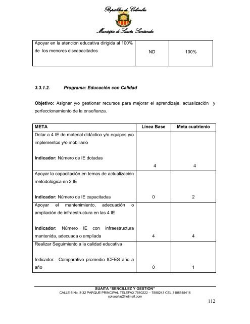 Descargar el plan Plan de Desarrollo del Municipio de Suaita