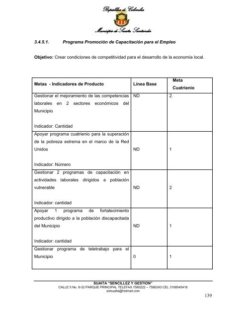 Descargar el plan Plan de Desarrollo del Municipio de Suaita