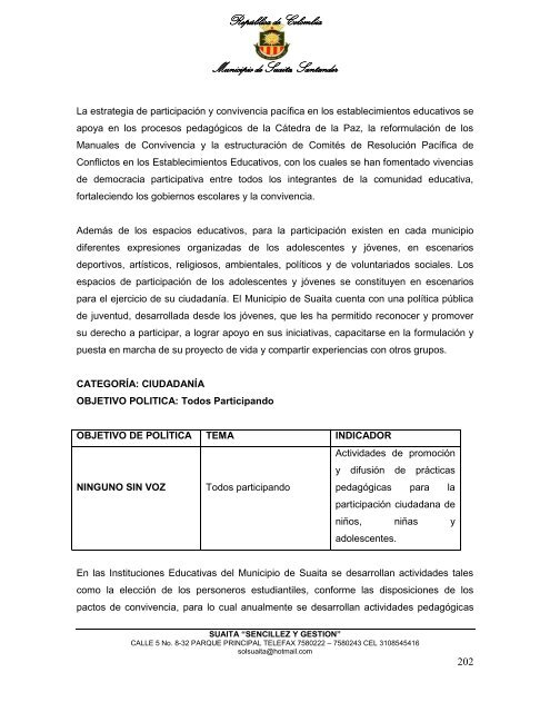 Descargar el plan Plan de Desarrollo del Municipio de Suaita