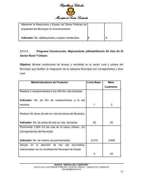 Descargar el plan Plan de Desarrollo del Municipio de Suaita