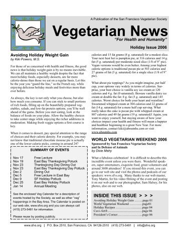 Vegetarian News - The San Francisco Vegetarian Society