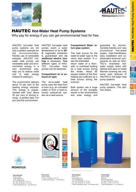 HAUTEC Hot-Water Heat Pump Systems