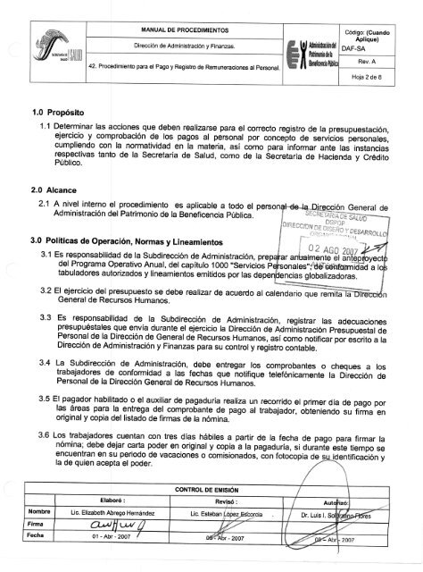 Pago y Registro de Remuneraciones al Personal - Inicio