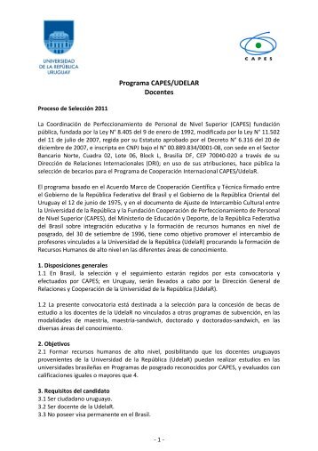 Programa CAPES/UDELAR Docentes - Relaciones y Cooperación