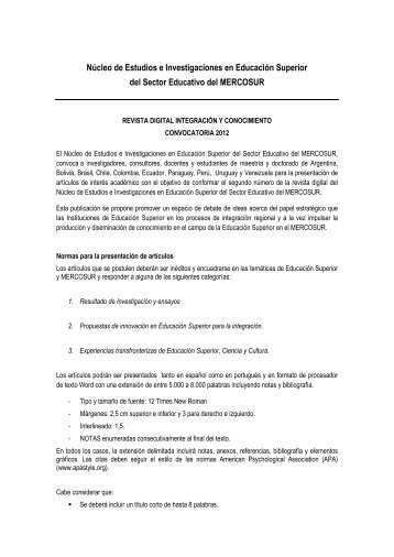 Acceda al texto completo de la convocatoria - Relaciones y ...