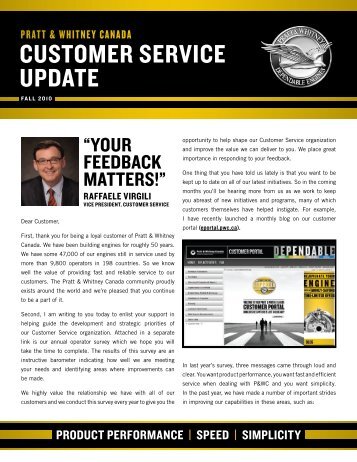 CUSTOMER SERVICE UPDATE - Pratt & Whitney Canada