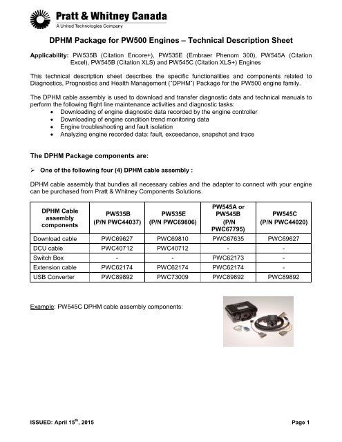 DPHM Package for PW500 Engines - Pratt & Whitney Canada