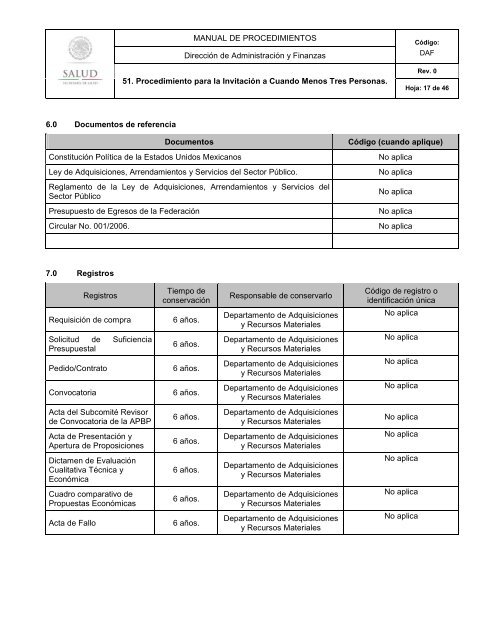 Procedimiento para la InvitaciÃ³n a Cuando Menos Tres ... - Inicio