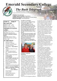 Newsletter 8th April 2011 - Emerald Secondary College