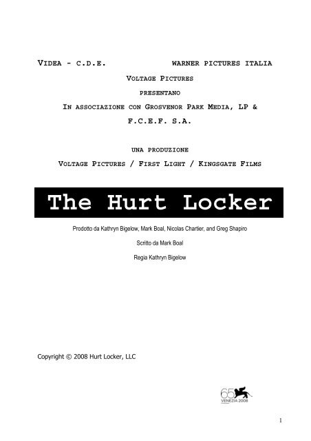 The Hurt Locker production notes it