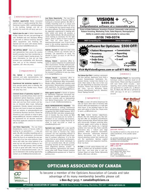 vision + - Opticians Association of Canada