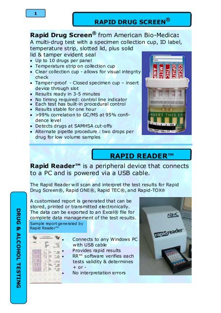 Drugs Of Abuse On-Site Screens Saliva Testing For Drugs - Apc.co.nz