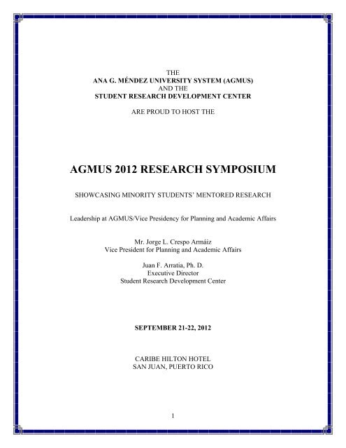 agmus 2012 research symposium - Student Research Development