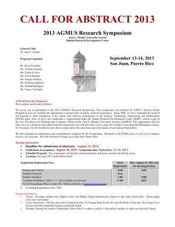 Call for Abstracts - Student Research Development Center