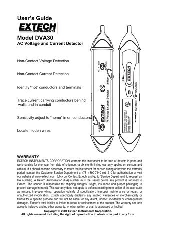 Extech DVA30 AC Voltage and Current Detector Manual ... - Instrumart