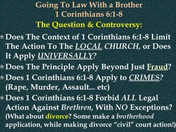 Going To Law With a Brother 1 Corinthians 6:1-8 The ... - Bible Banner