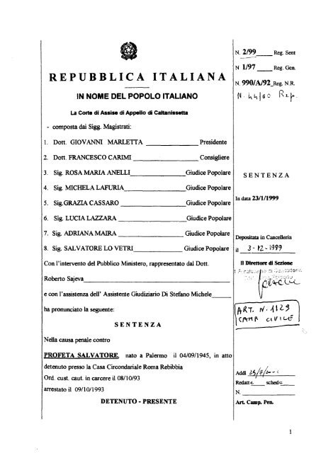 REPUBBLICA ITALIANA N.990/A/92_Reg.NR - I pezzi mancanti