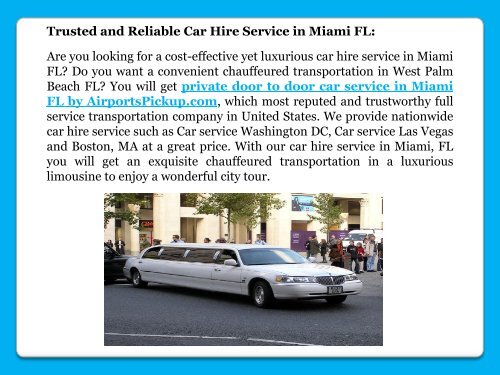 Car Hire Service in Miami FL