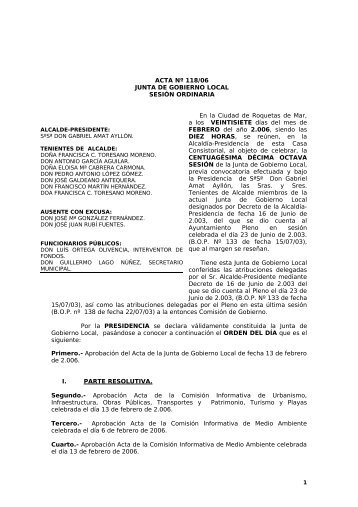 ACTA Nº 118/06 - Ayuntamiento de Roquetas de Mar