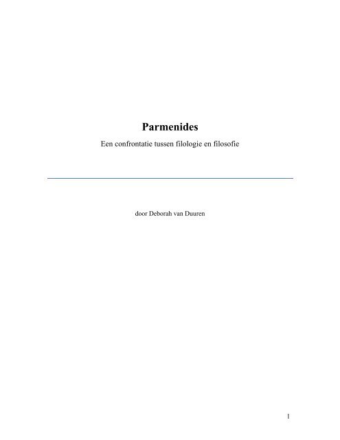 Parmenides binnen de linguistic turn - Filosofie.info