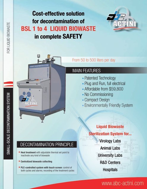 BSL 1 to 4 LIQUID BIOWASTE - ABC Actini LLC