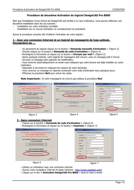 ProcÃ©dure deuxiÃ¨me activation de DesignCAD Pro 8000 - Cogistem