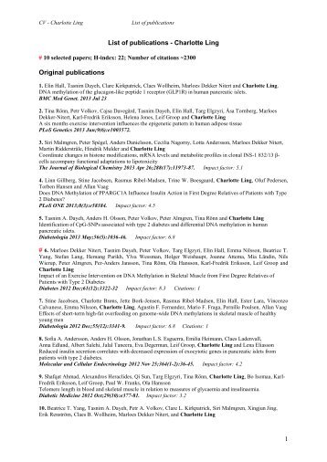 1 List of publications - Charlotte Ling Original publications