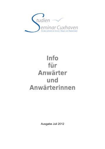 Info fÃ¼r AnwÃ¤rter und AnwÃ¤rterinnen - Studienseminar Cuxhaven