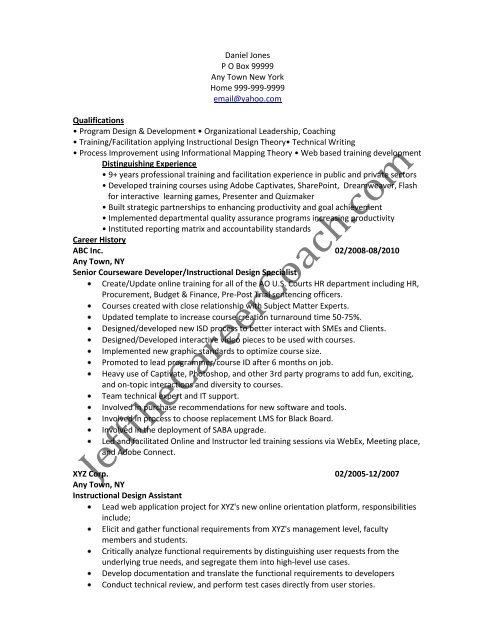 download the Instructional Design Resume Sample Two in PDF.