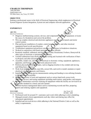 sample resume application for powerline technician
