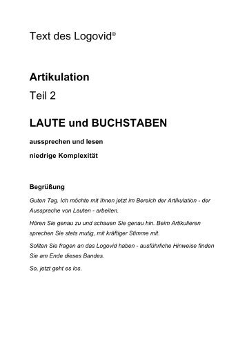 PDF Logovidtext Artikulation Teil 2 - logomedien.de