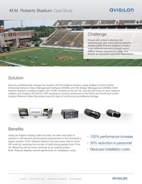 Challenge Solution Benefits M.M. Roberts Stadium Case Study