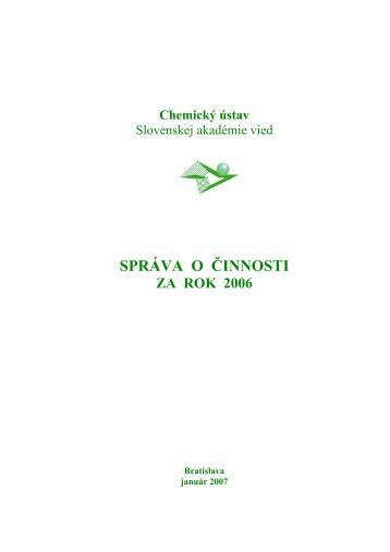 SprÃ¡va o Äinnosti (1240 kB .pdf) - ChemickÃ½ Ãºstav