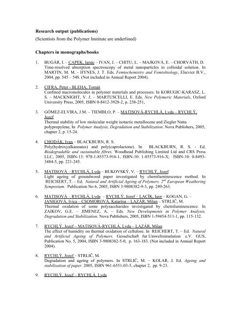 pdf 664 Kb - Ãšstav polymÃ©rov, SAV