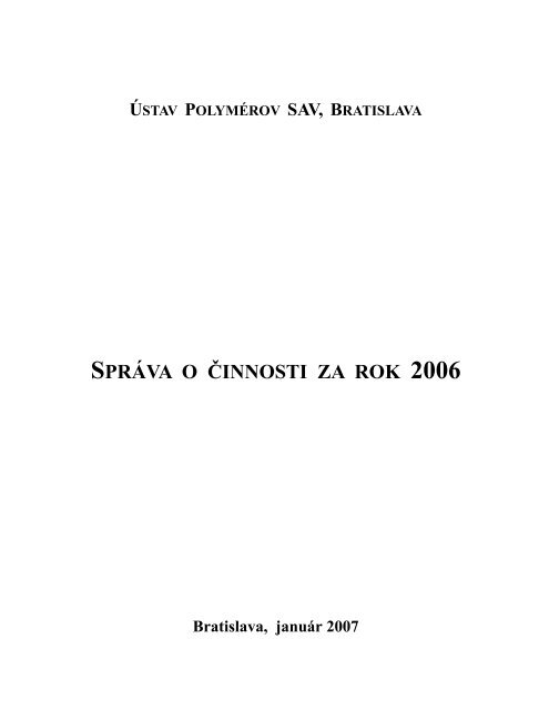 pdf 1 Mb - Ãšstav polymÃ©rov, SAV